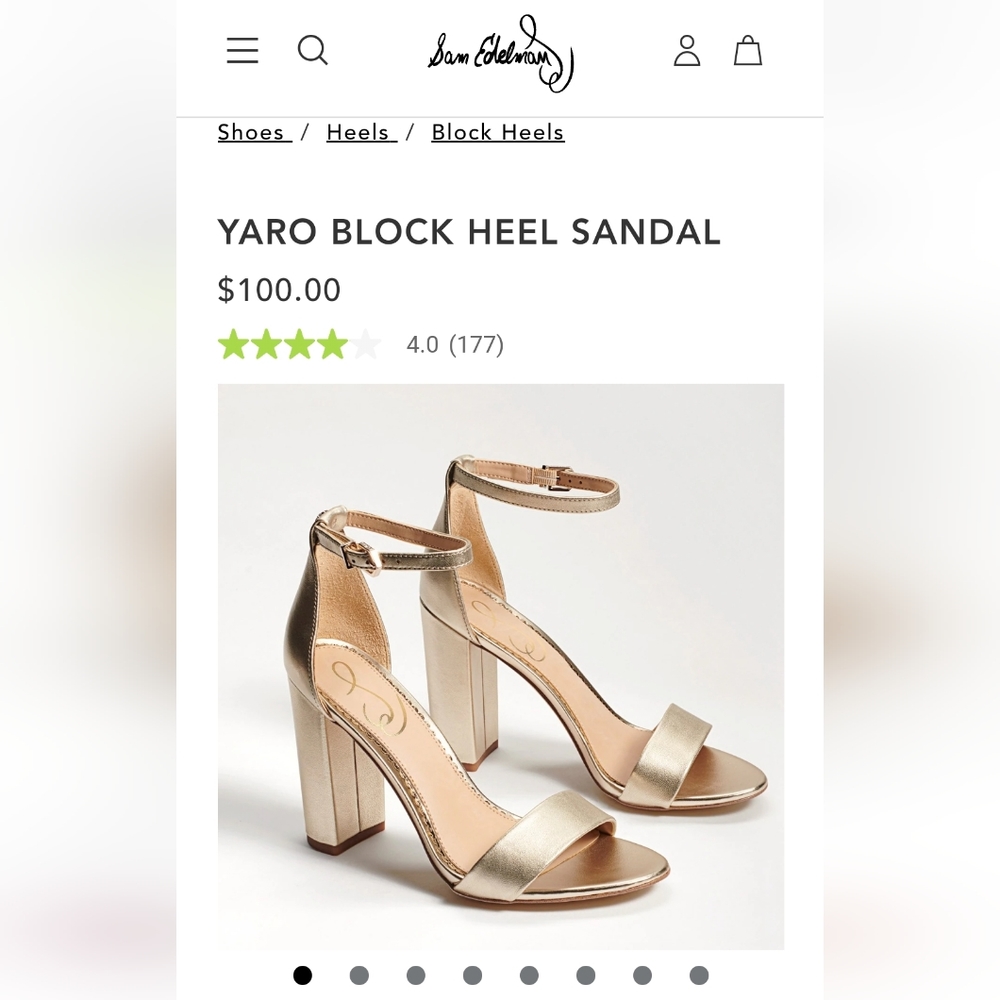 Sam Edelman Yaro Block Heel Sandal in Light Gold size 7.5